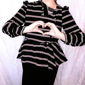 LONG SLEEVE PEPLUM BLOUSE